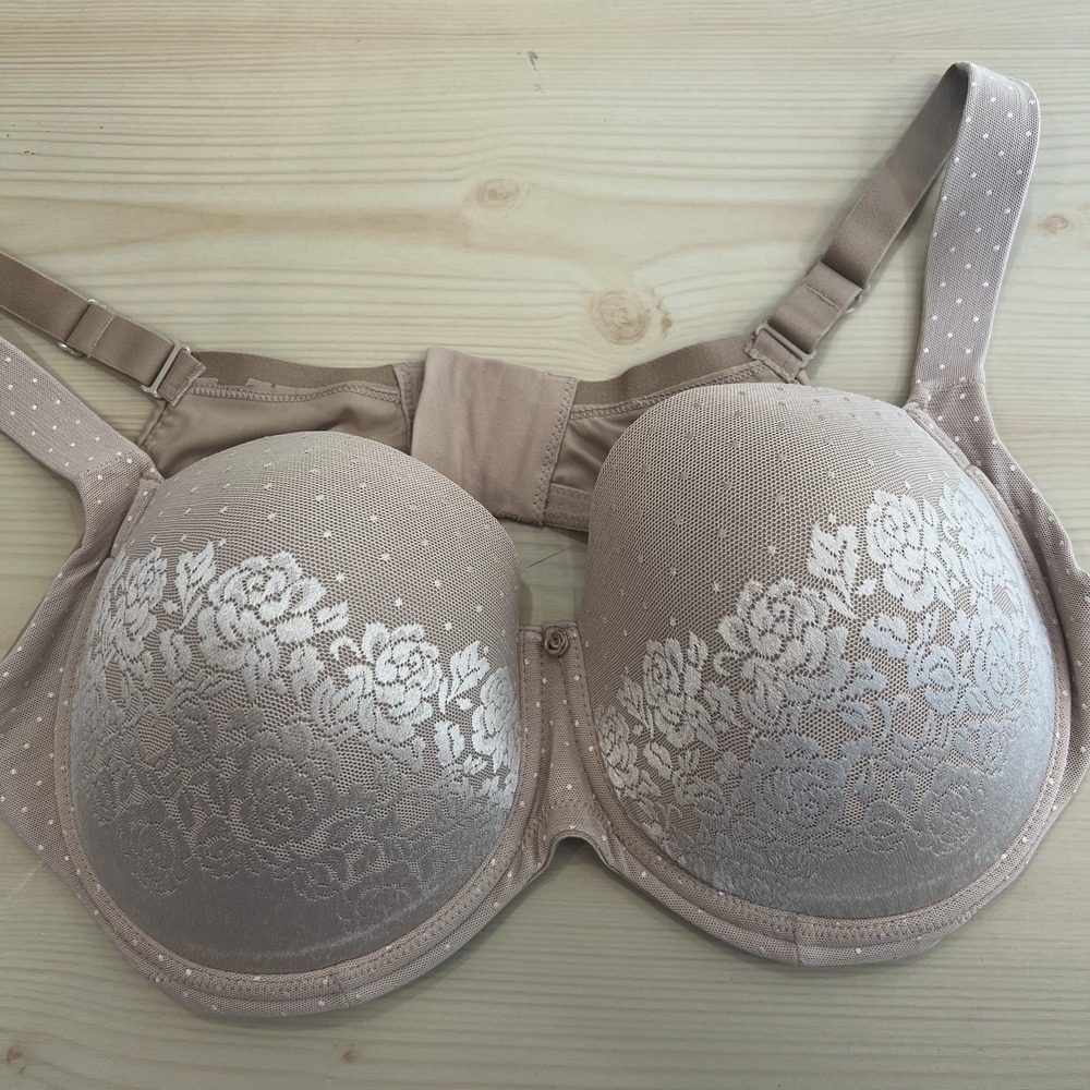 Soma Stunning Support Full Coverage Bra Womens 38DDD Beige Lace TShirt Underwire
